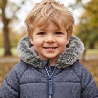 GX550: Blue Textured Padded Coat (12-24 Months)